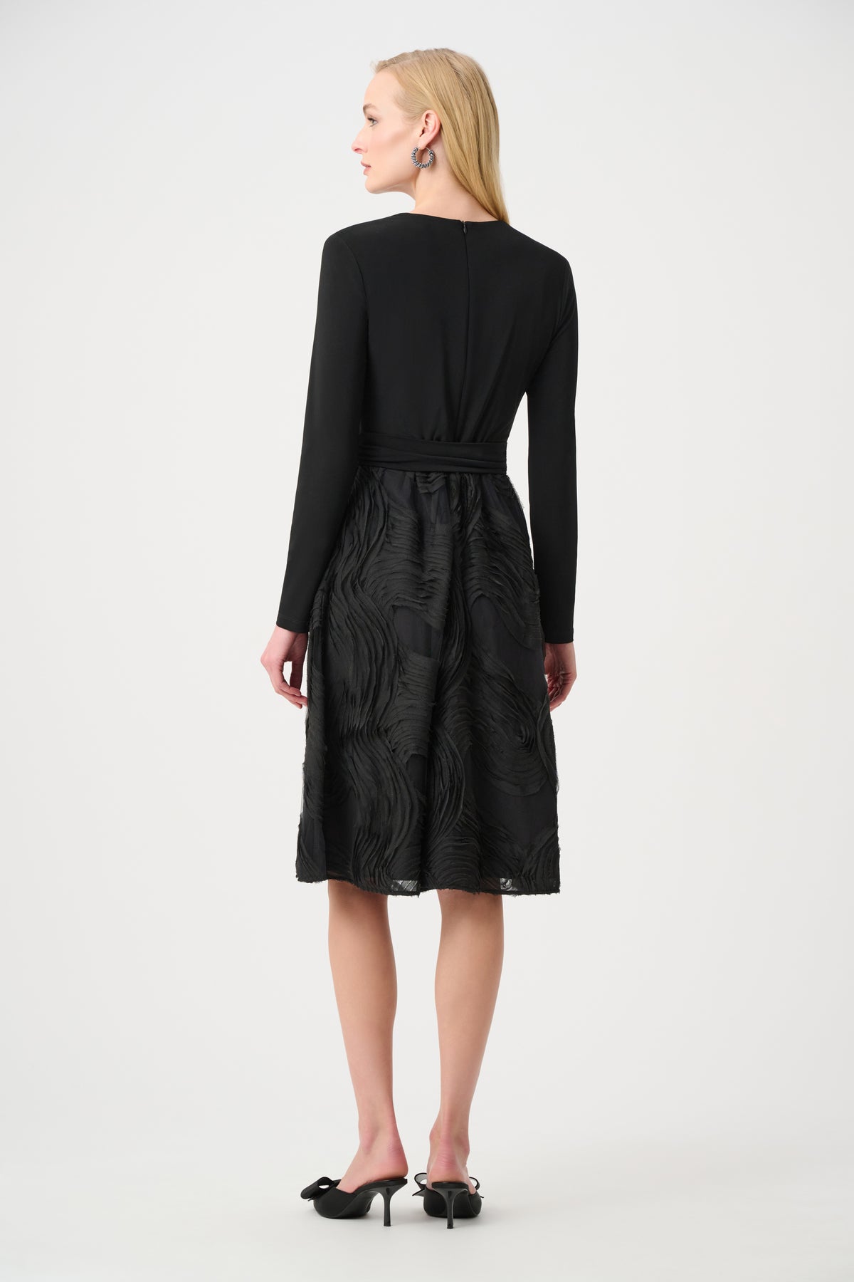 Joseph Ribkoff Signature Fit and Flare Dress in Black, style 263719 shown from the back