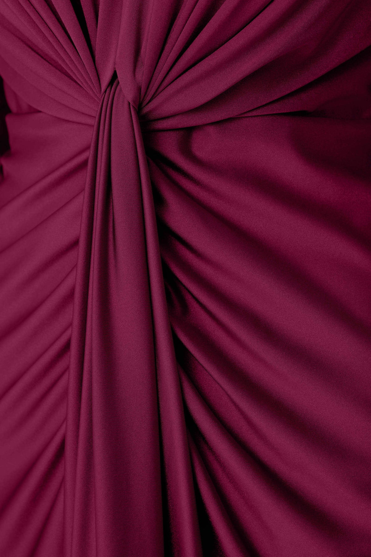 Close-up of the waist on Joseph Ribkoff Signature Draped V-Neck Sheath Dress in Berry Burst, style 253714F26