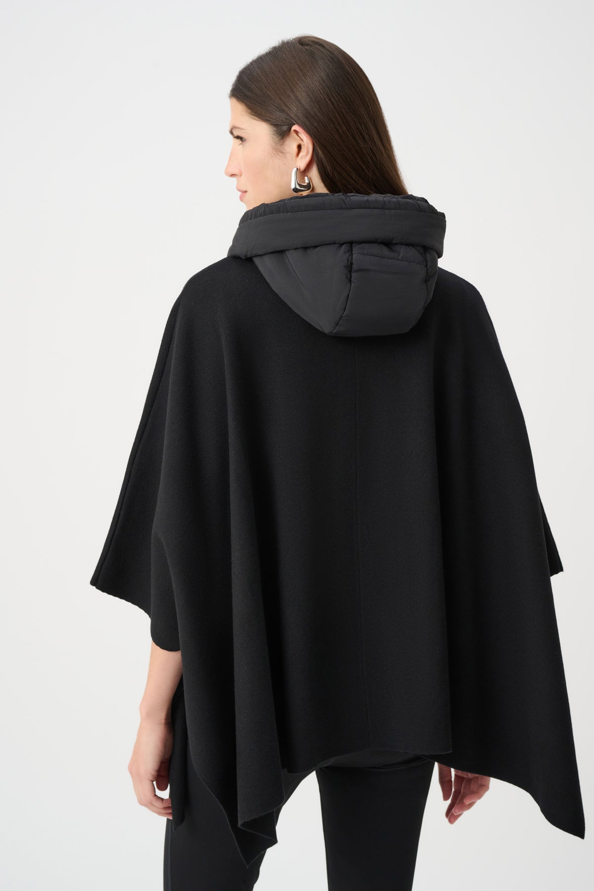 Joseph Ribkoff Quilted Poncho Jacket in Black, style 263627 shown from the back