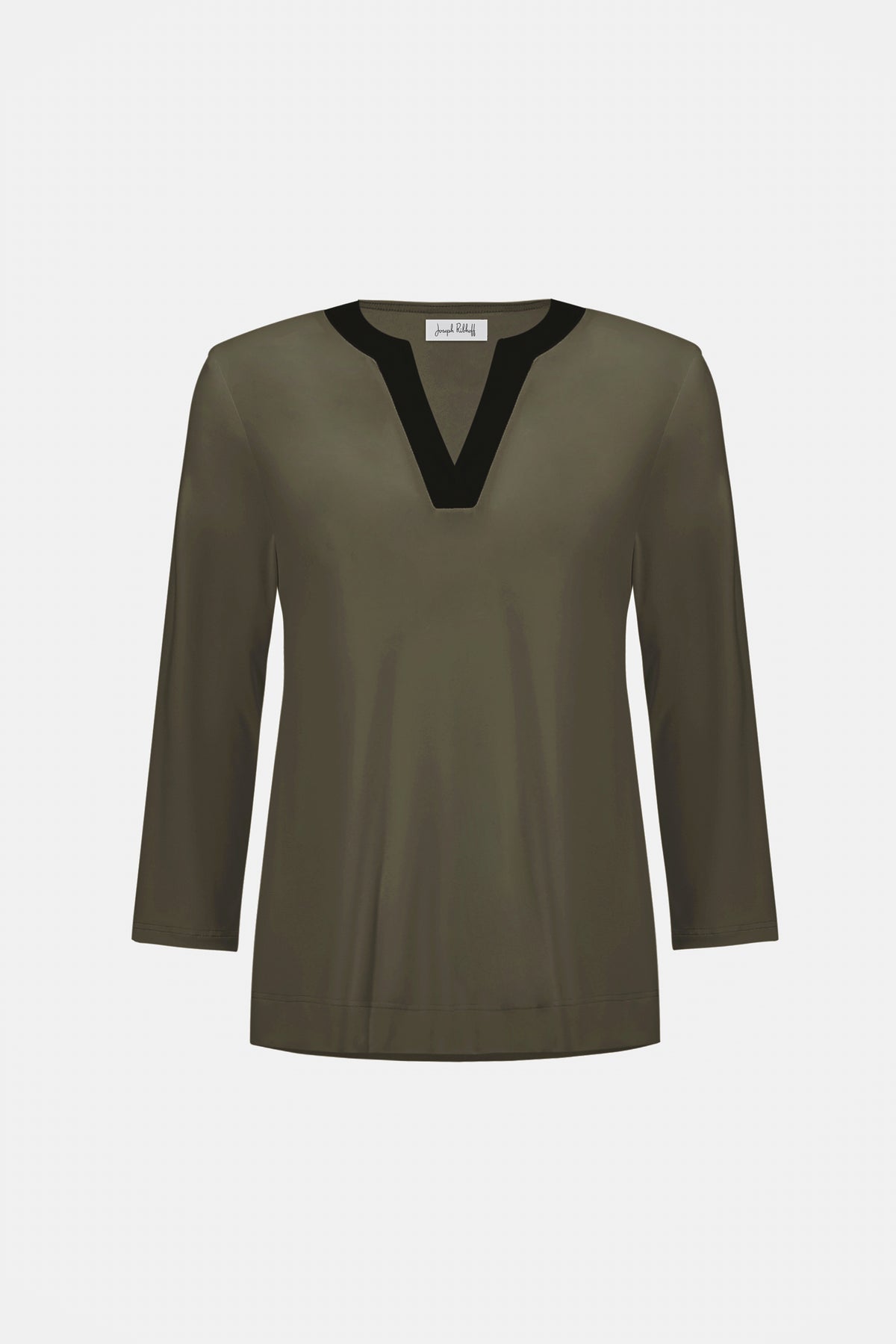 Joseph Ribkoff Color Block Straight Top in Avocado/Black, style 263629 
