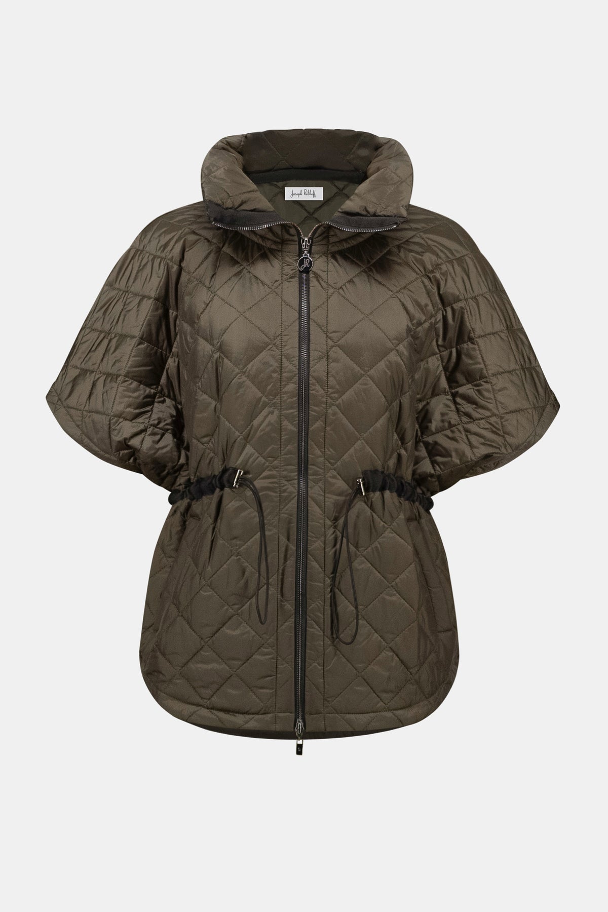 Joseph Ribkoff Quilted Funnel-Neck Vest in Avocado, style 263643 shown from the front