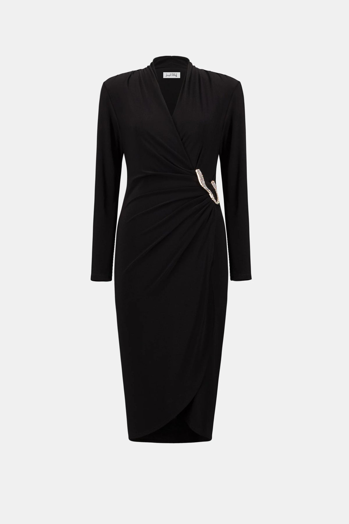 Joseph Ribkoff Silky Knit Sheath Wrap Dress in Black, style 263709 