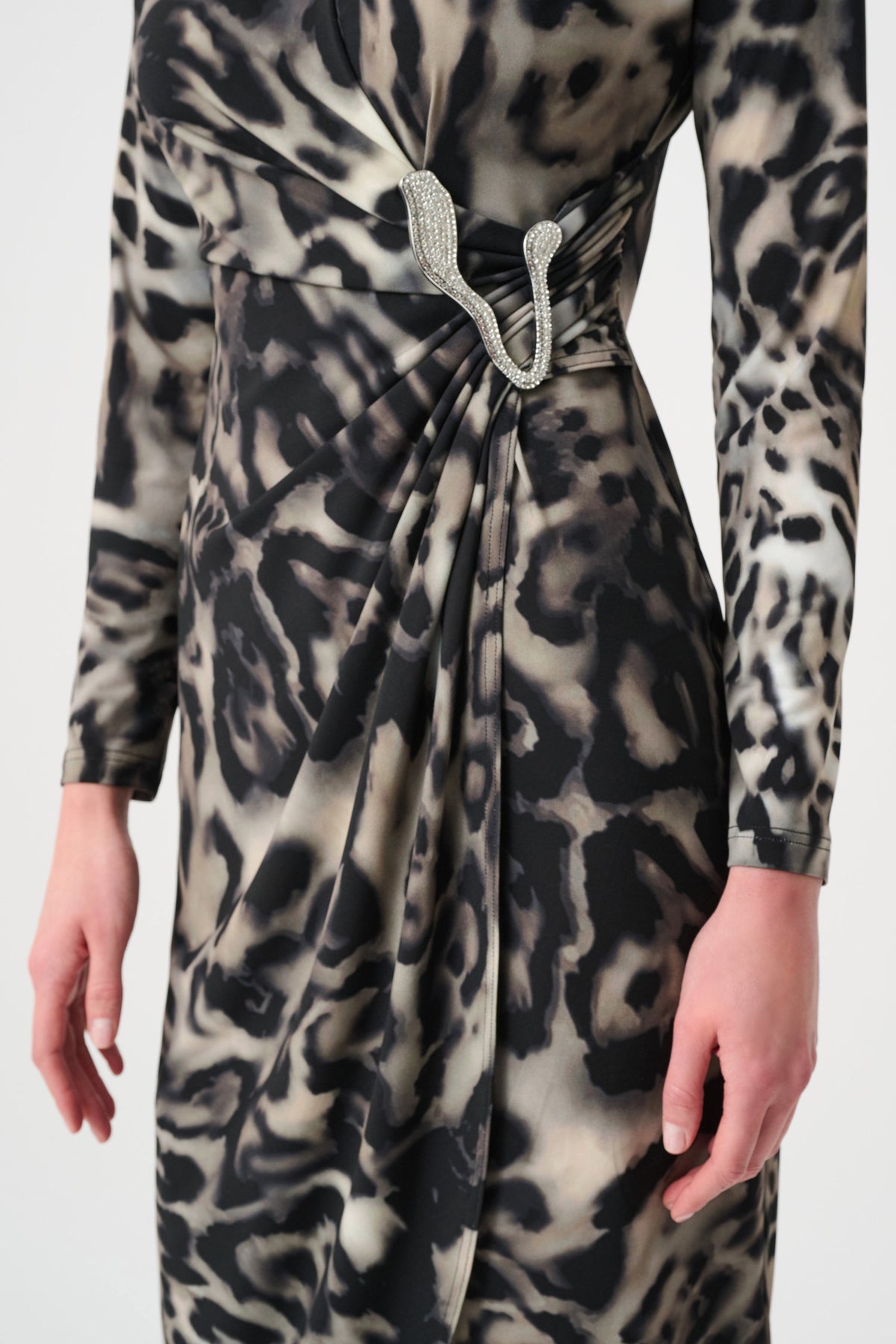 Animal Print Buckle Wrap Dress