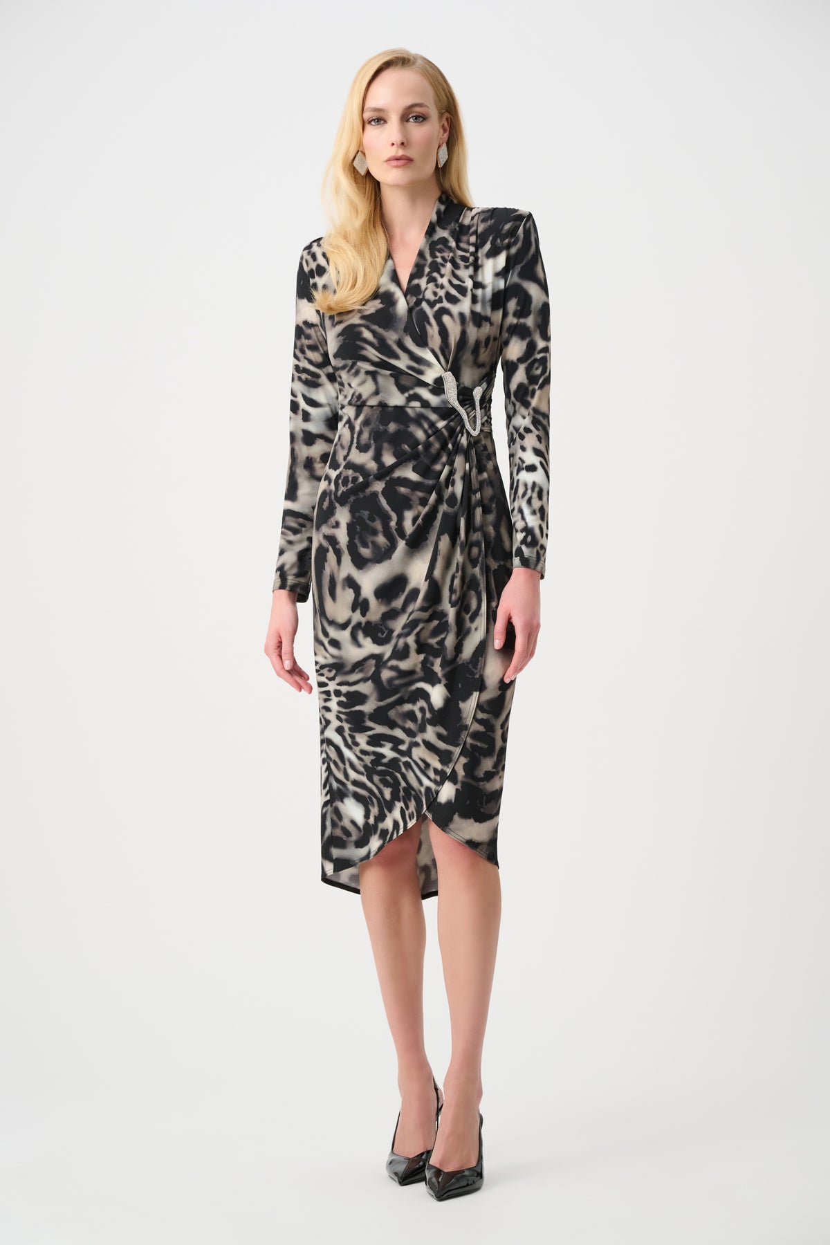 Animal Print Buckle Wrap Dress