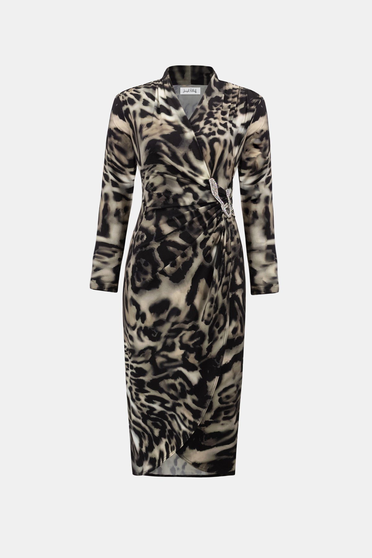 Animal Print Buckle Wrap Dress