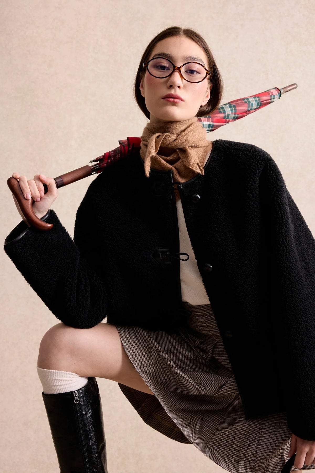 Leo & Ugo Marie faux shearling jacket black