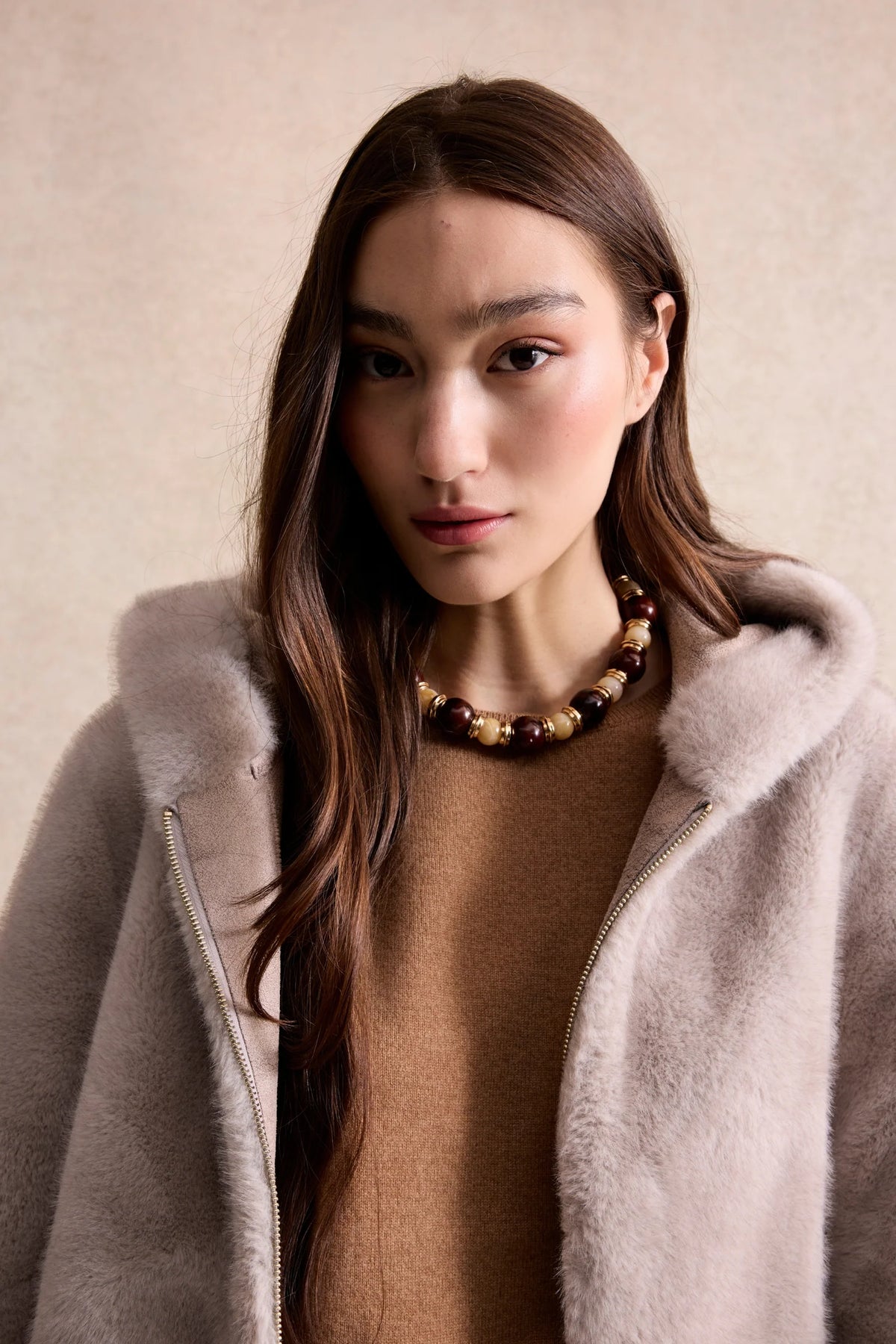 Leo & Ugo Faustine faux fur jacket GREY 