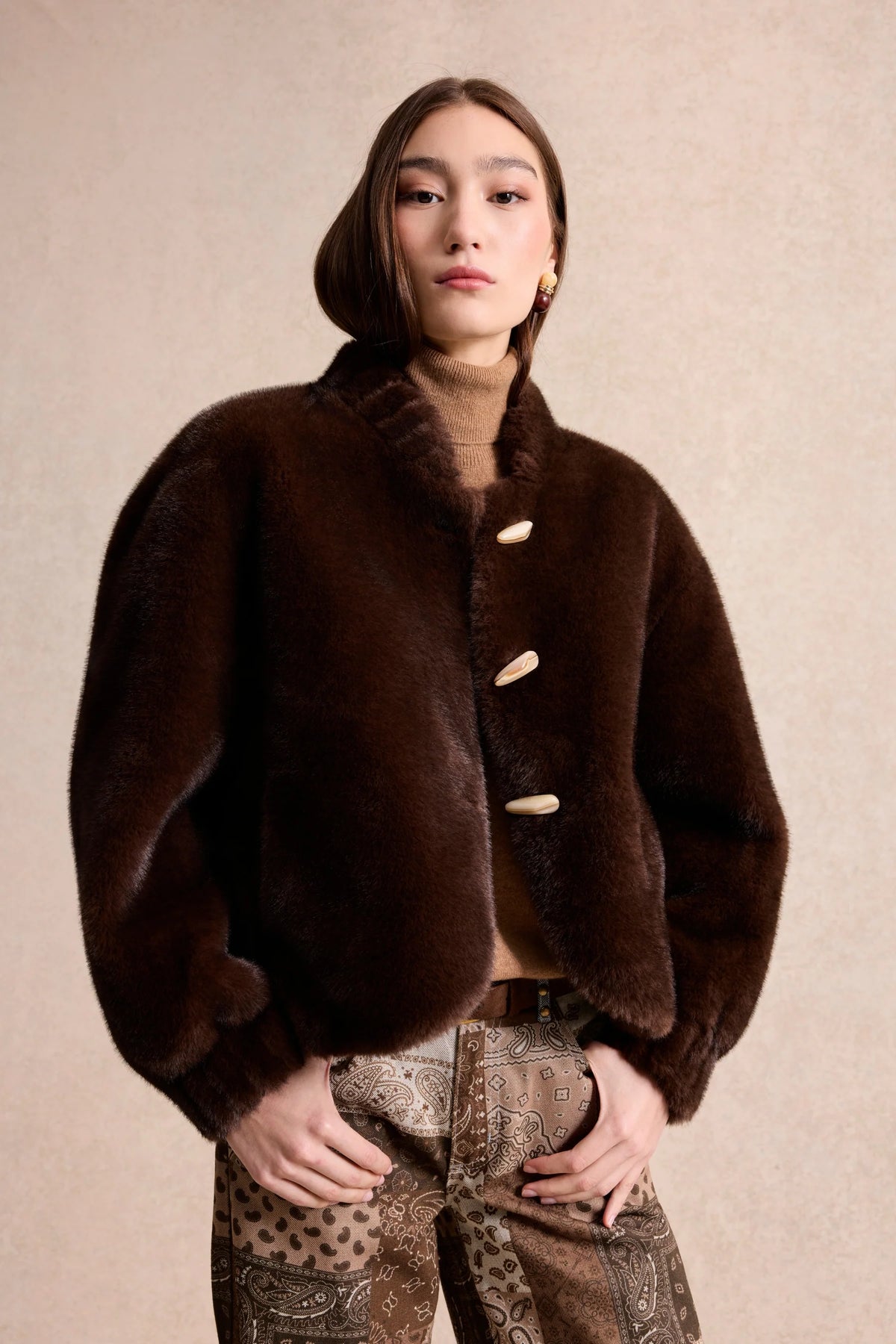Leo & Ugo Albane plush jacket brown 