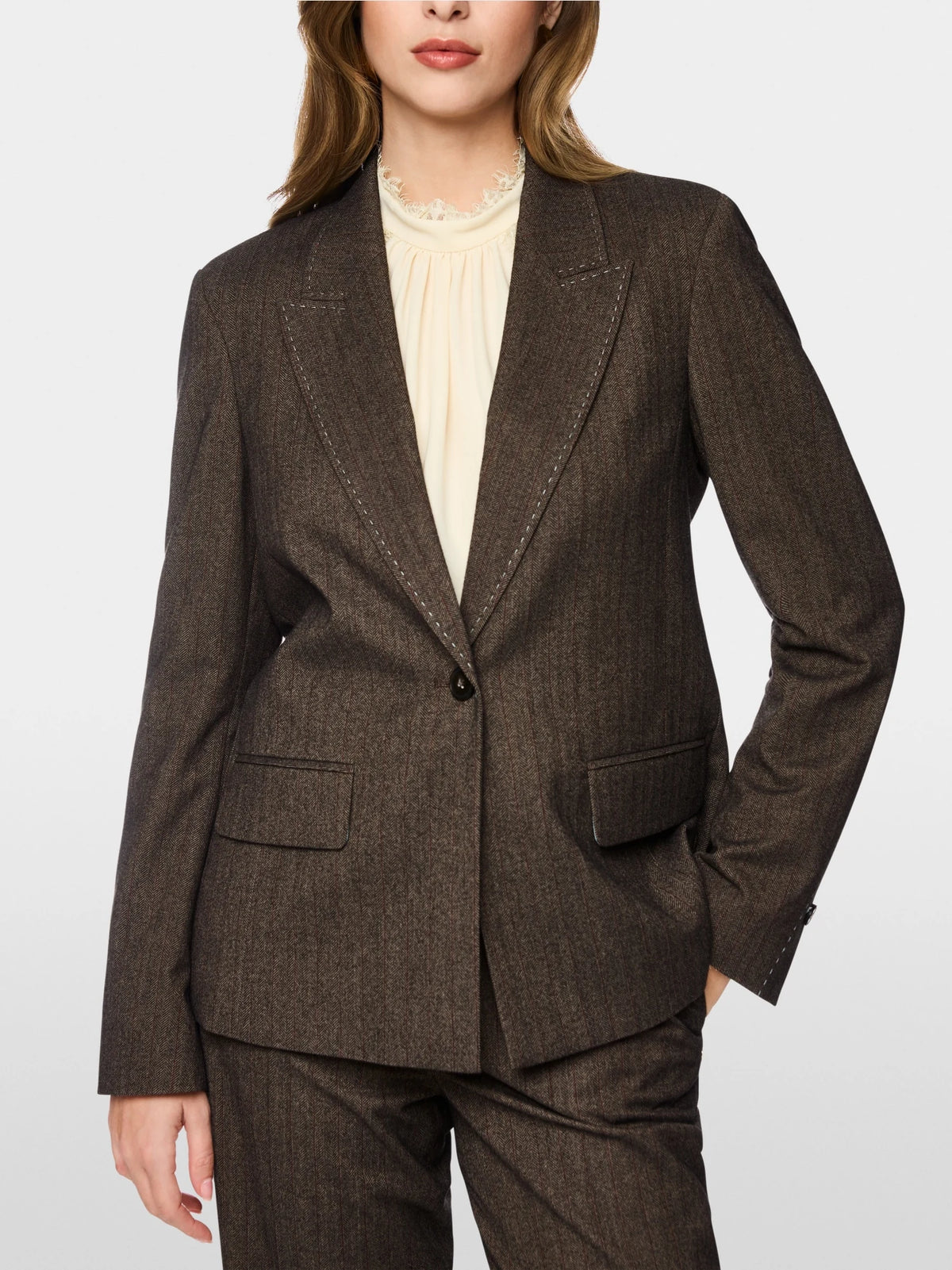 Marc Cain herringbone blazer three-quarter view
