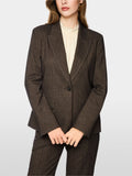 Marc Cain Herringbone Blazer in Seal Brown front view
