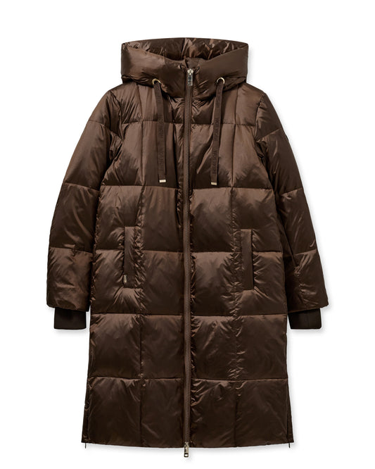 Mos Mosh MMNova Metallic Down Jacket. in raindrum front flat lay
