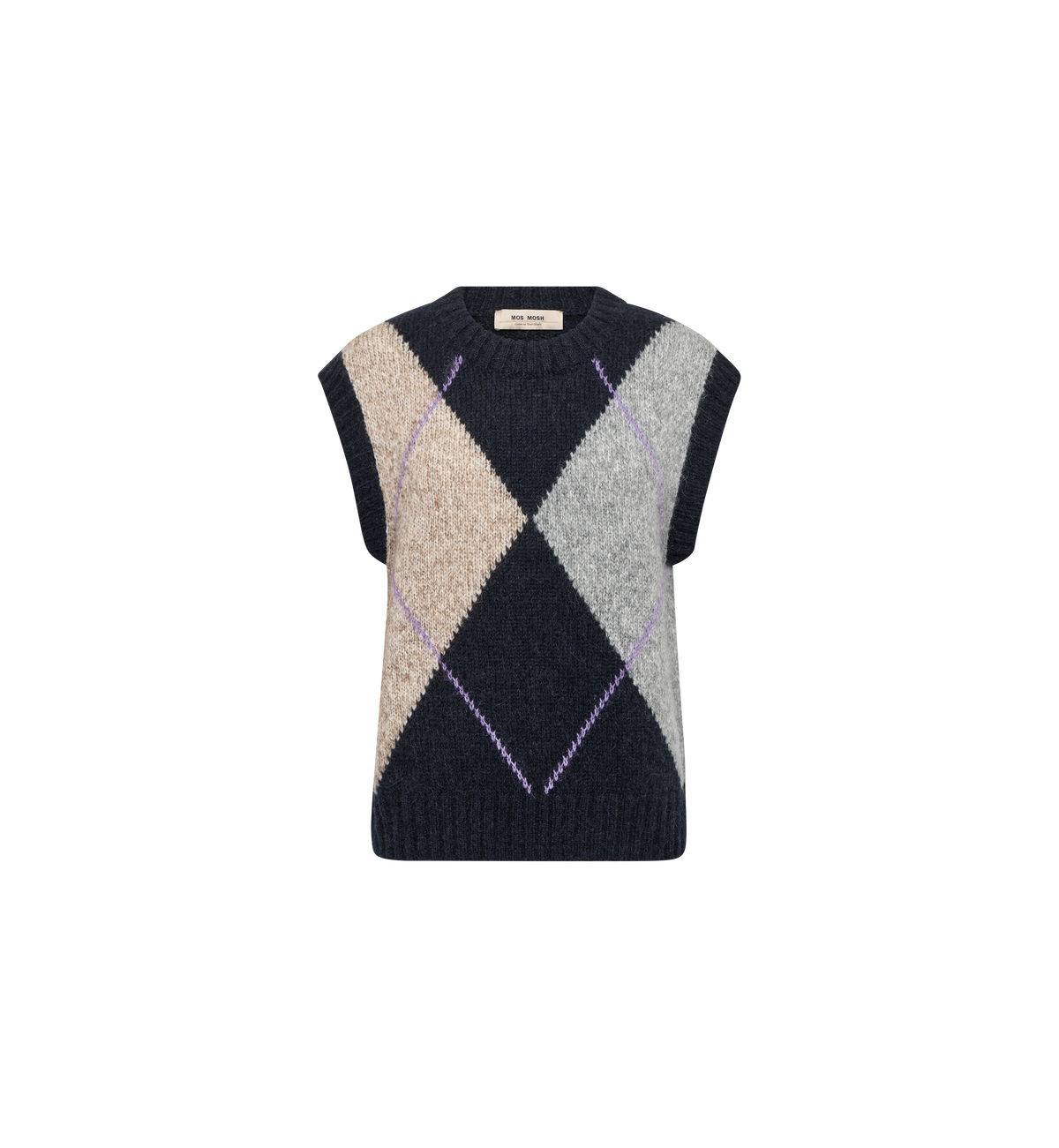 Front view of Mos Mosh Jennine Salute Navy knit vest