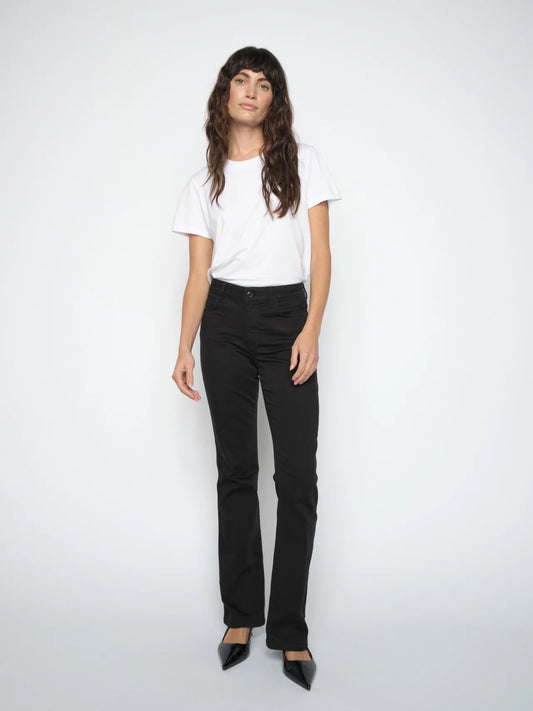 Mos Mosh Ashley Deluxe black flared jeans worn by model
