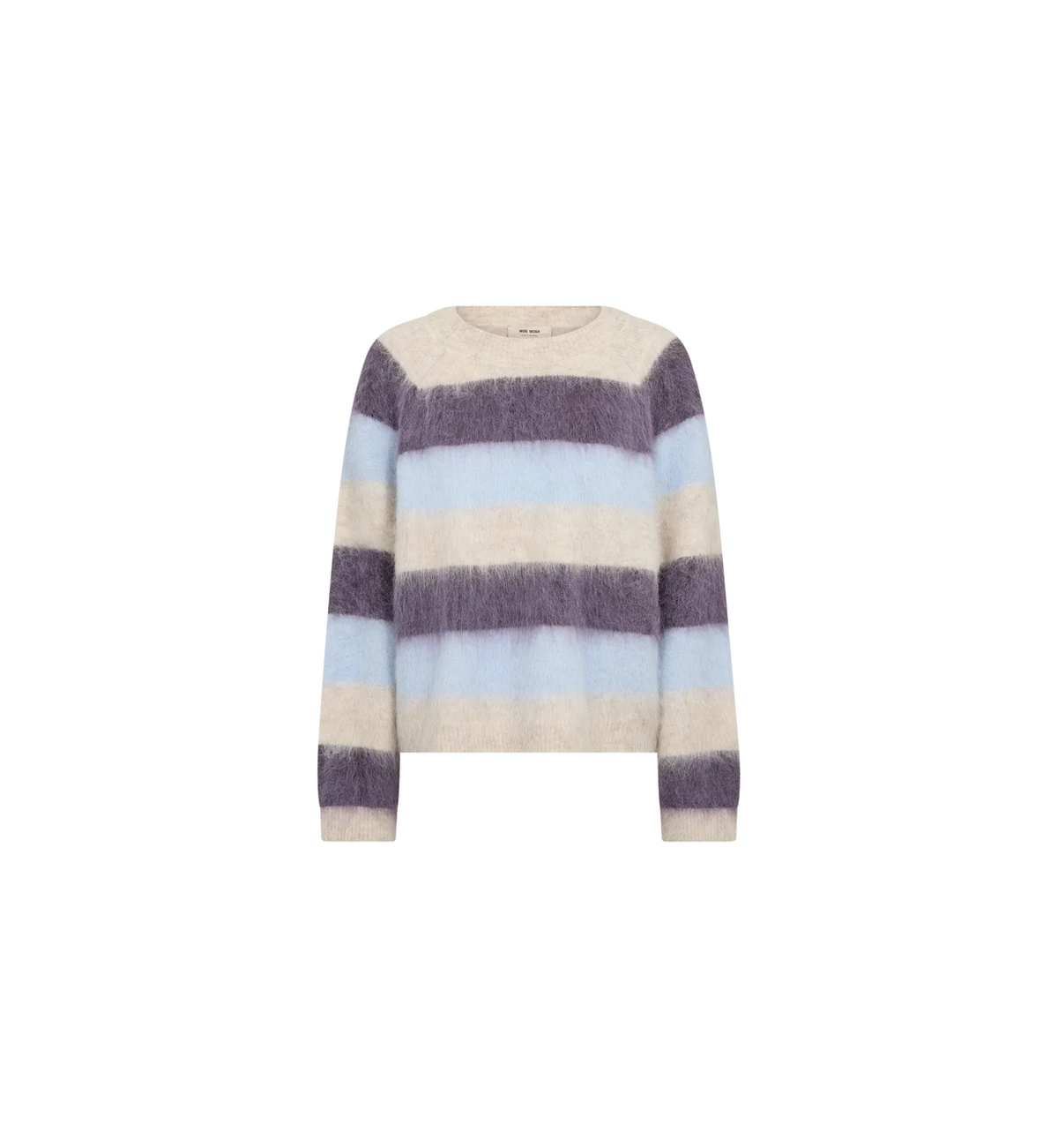 Front view of Mos Mosh Suvi Sweet Grape striped knit flat lay 