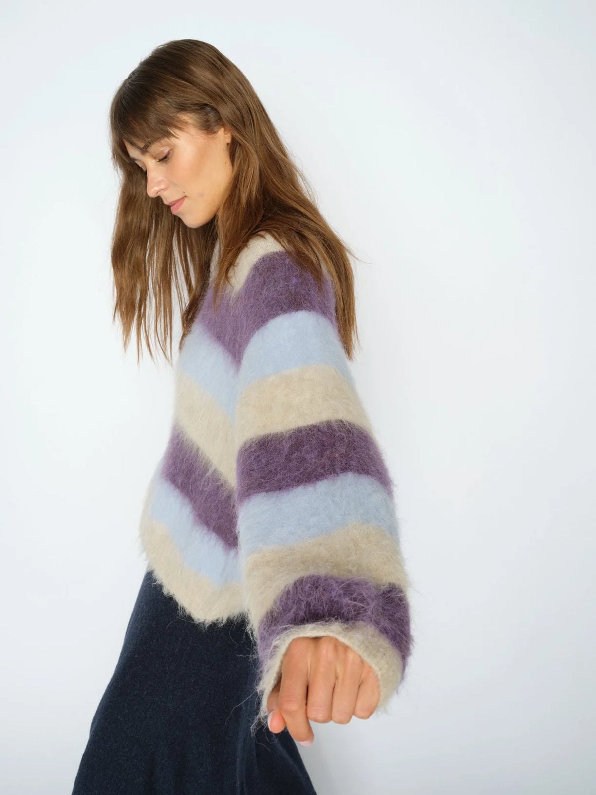 Mos Mosh Sweet Grape striped jumper side view