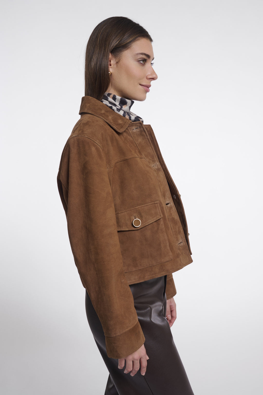 Rino & Pelle Odyle designer scarf in leopard print SIDE ANGLE 