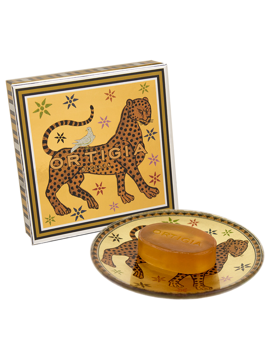 Ortigia Sicilia Ambra Nera Glass Plate and Soap