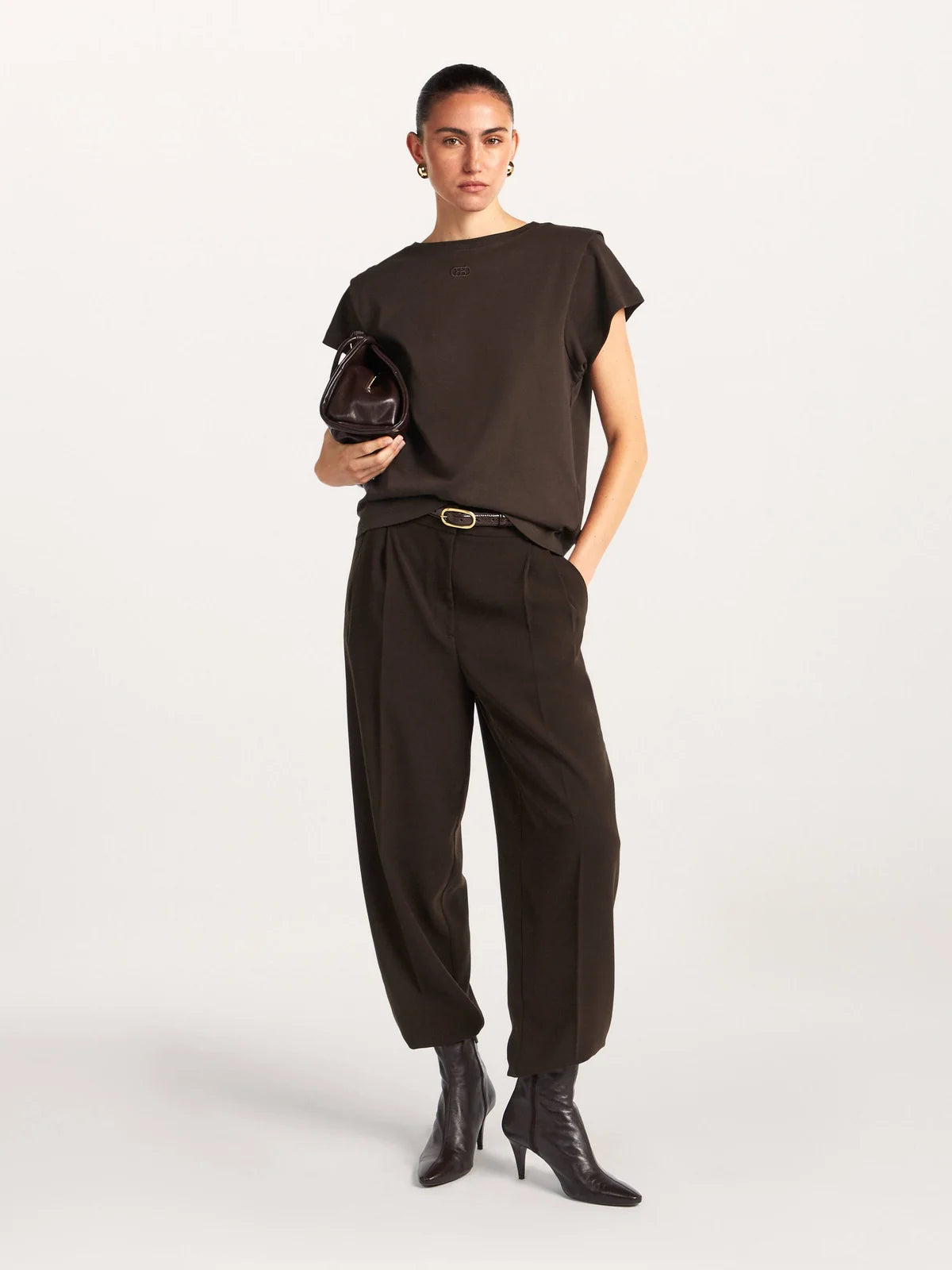Beaumont Peggy T-Shirt in Dark Chocolate front view