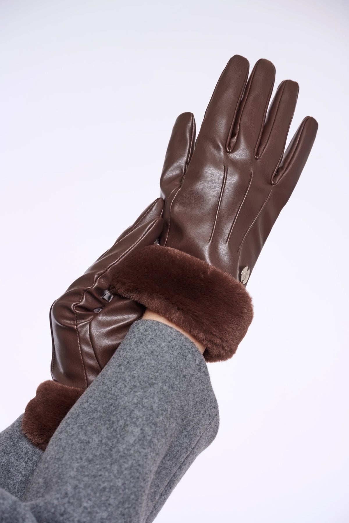 Rino & Pelle Arca Coffee Roast faux fur gloves