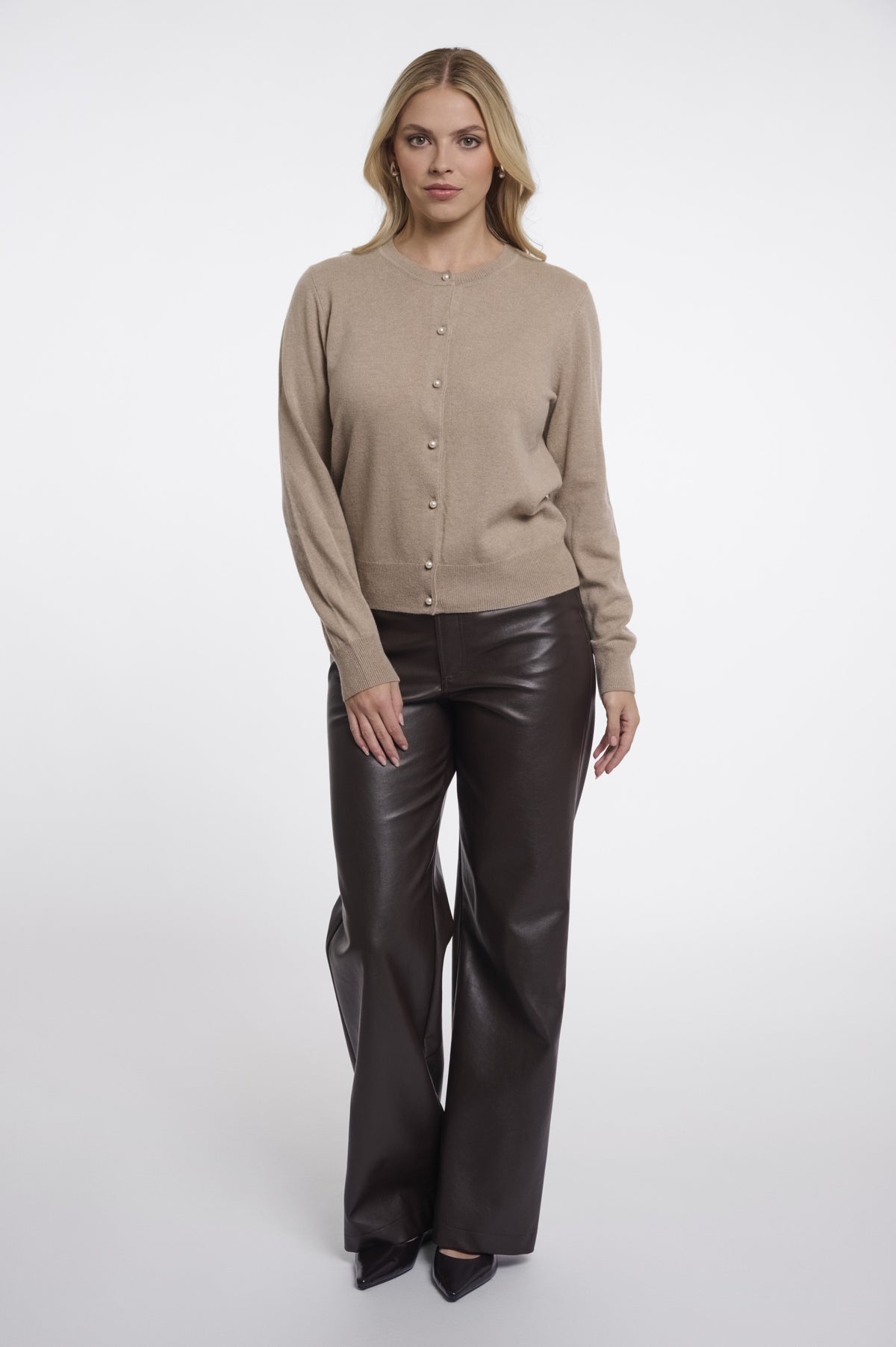 Rino & Pelle Jager Cardigan in sand front view