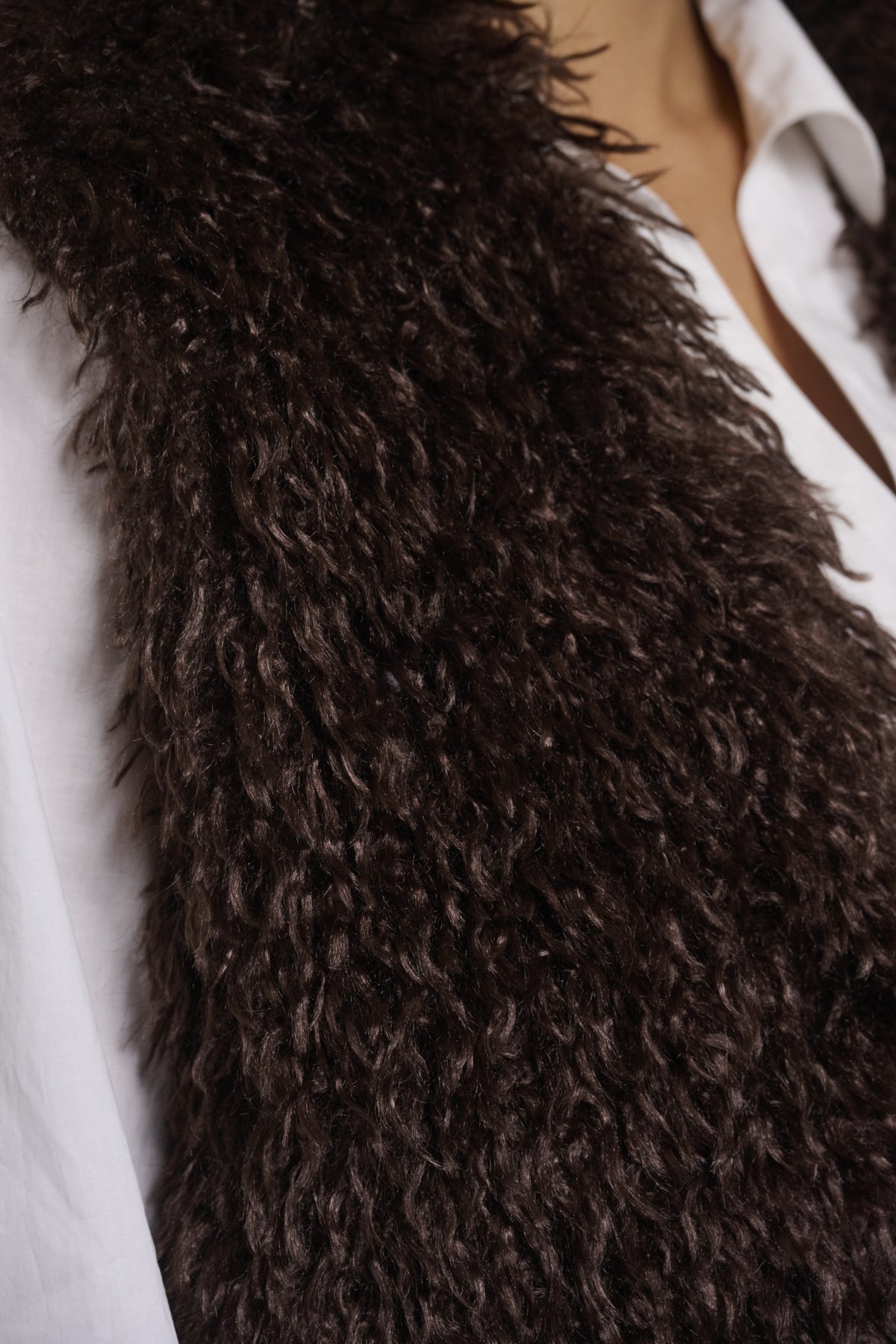 Rino & Pelle Sensy Coffee Roast faux fur waistcoat