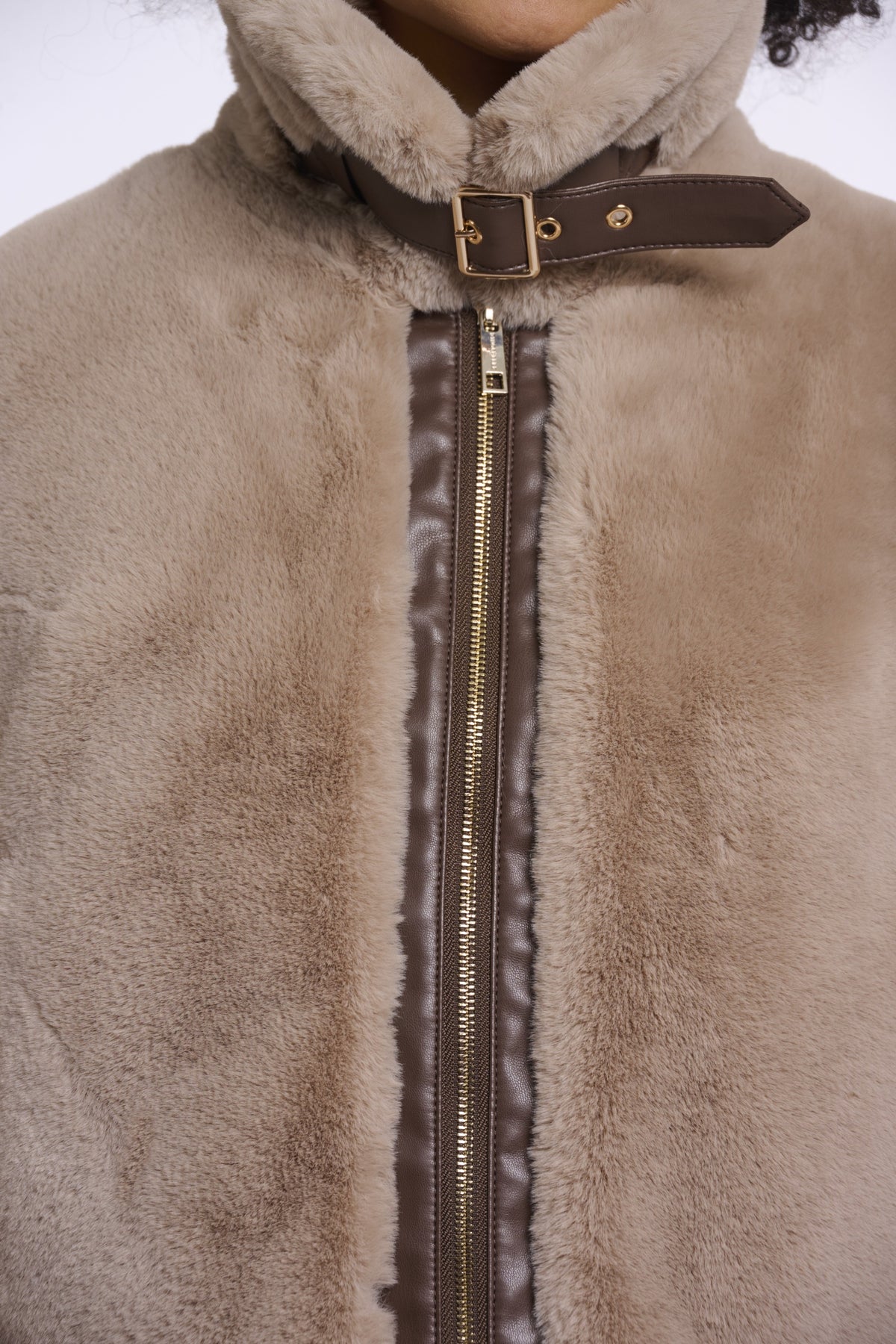 Close-up of faux fur texture on Rino & Pelle Lambra Jacket IN OAT