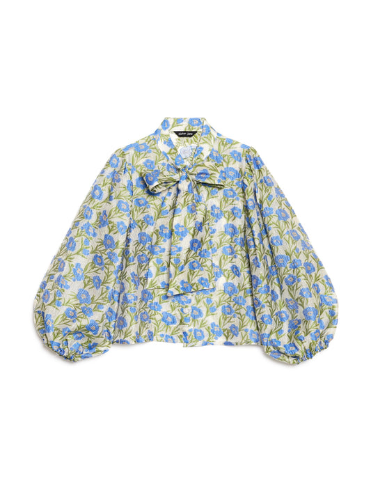IRIS JACQUARD BOW BLOUSE