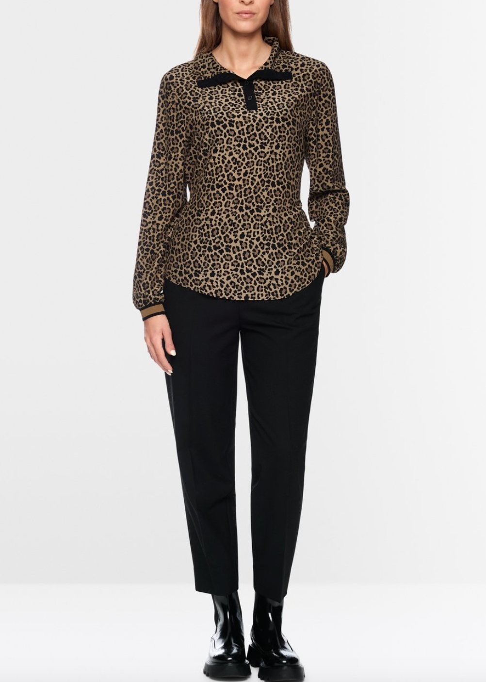 Marccain Viscose Blouse with Leopard Print