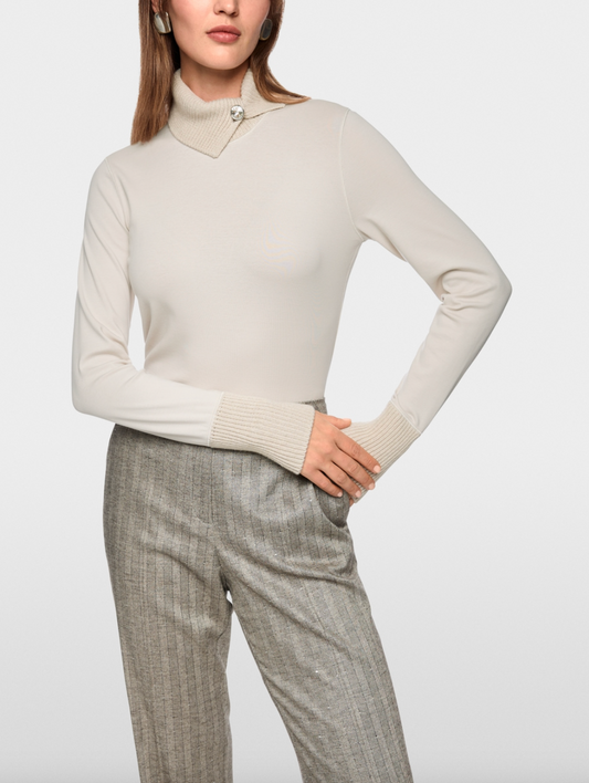 Marccain Long Sleeve top with Knit Collar