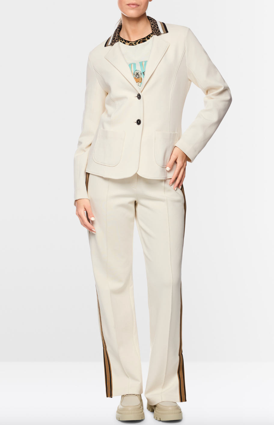 Marccain Blazer with Leopard Trim