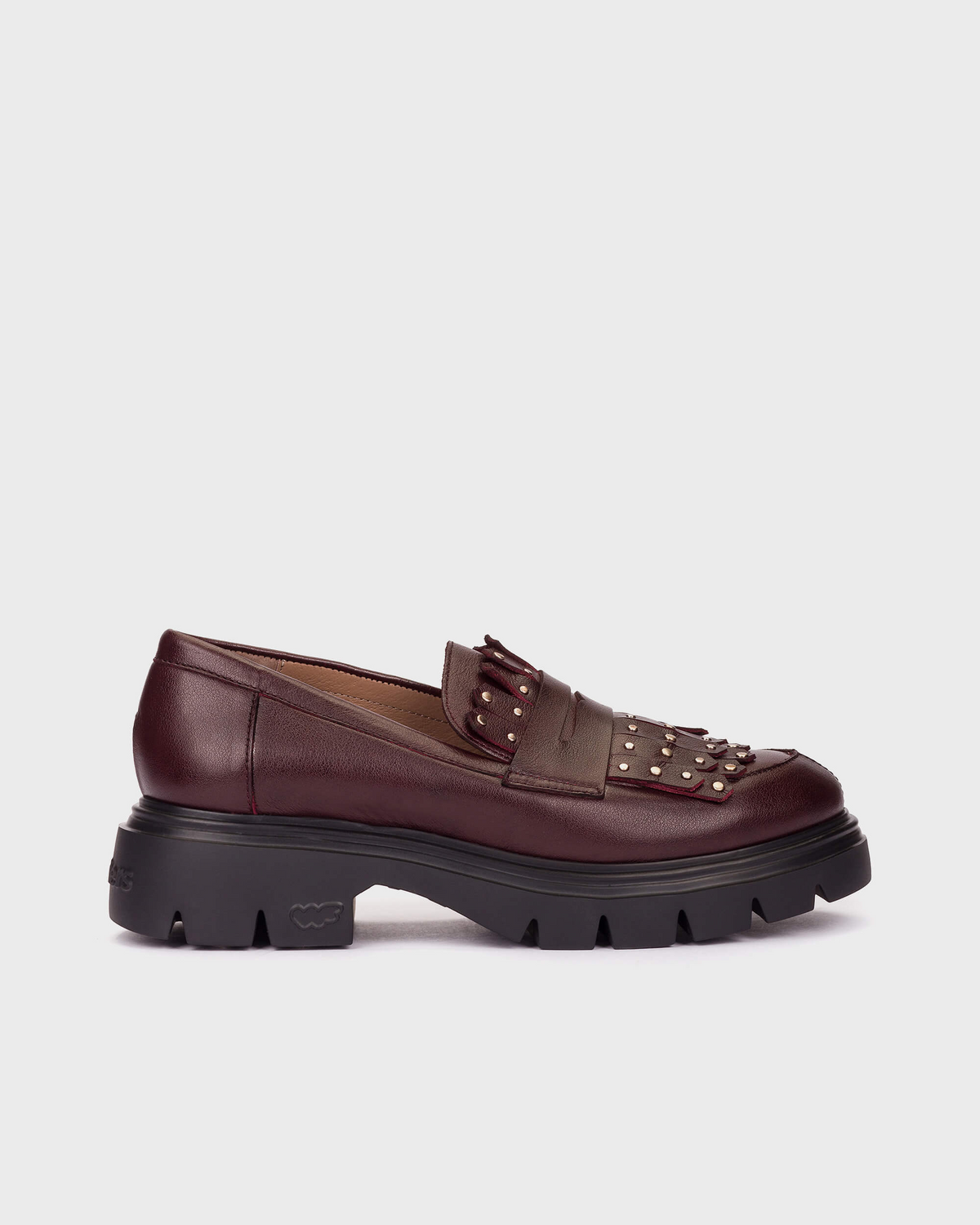 Wonders A-4315 Burgundy leather loafers side view