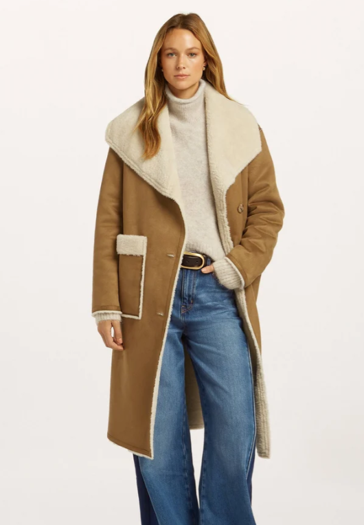 Beaumont elif coat worn by model 