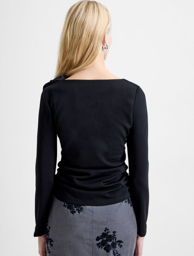 French Connection Valetta Jersey Long Sleeve Rosette Top