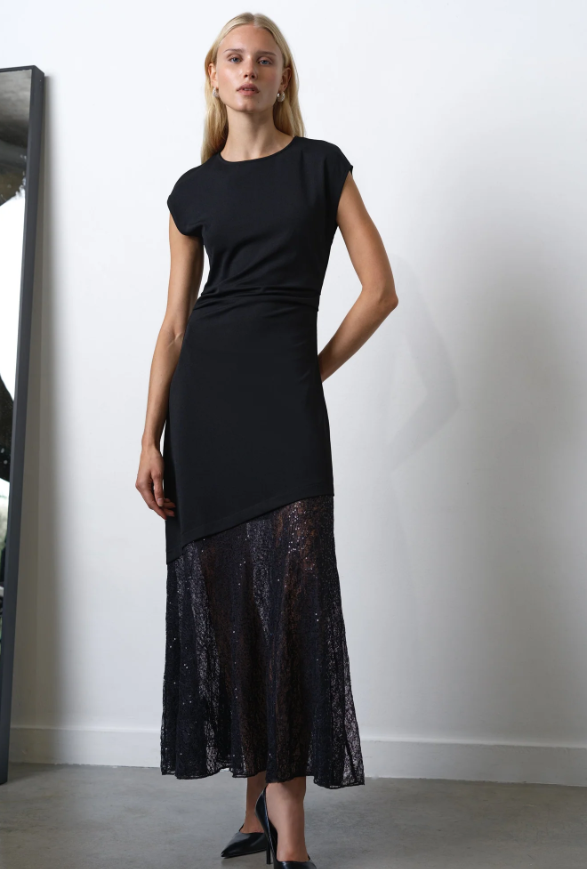 French Connection Valetta Lace Sequin Mix Dress